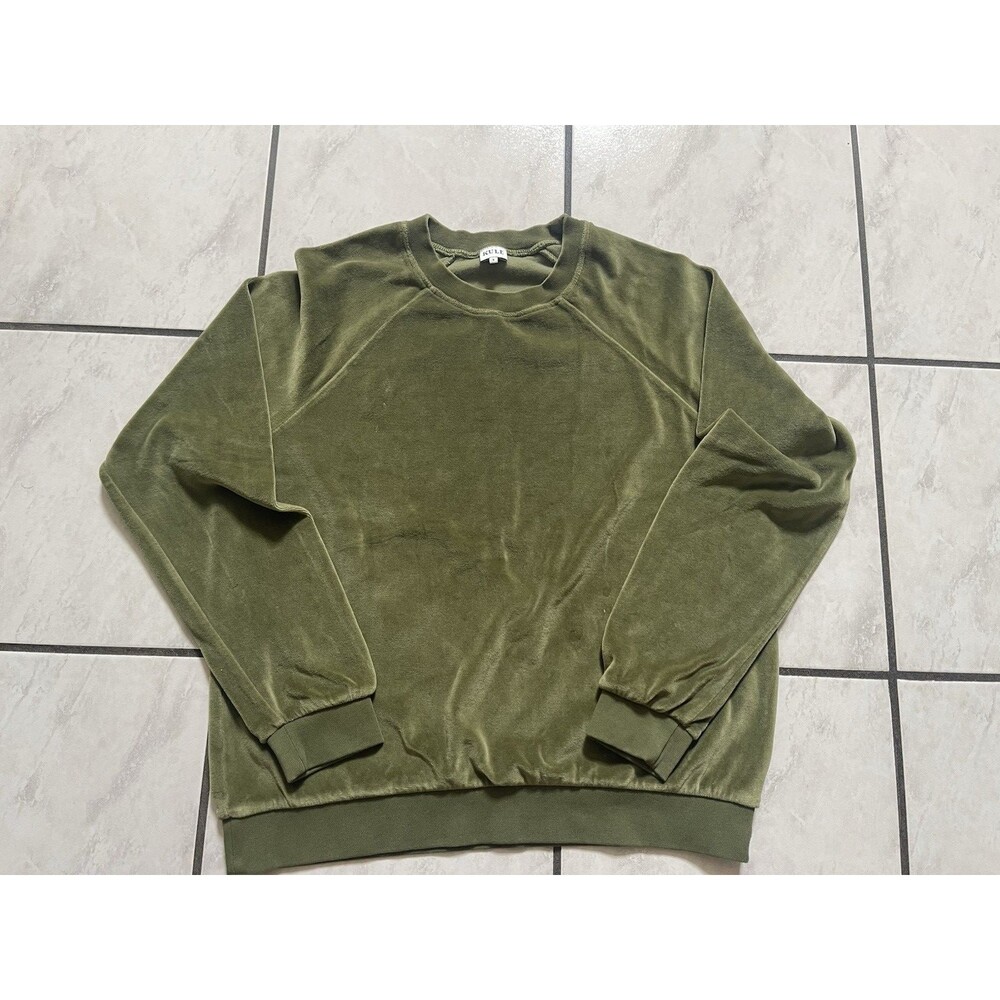 Kule Velour Kip Athleisure Lounge Olive Green Velvet Sweater Women S Small